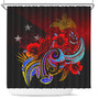 Papua New Guinea Shower Curtain Birds Of Paradise With Flag Color Style