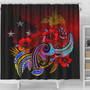 Papua New Guinea Shower Curtain Birds Of Paradise With Flag Color Style