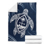 Guam Premium Blanket Turtle Polynesian Pattern Blue Ver