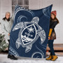 Guam Premium Blanket Turtle Polynesian Pattern Blue Ver