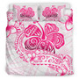 Hawaii Bedding Set Pink Hibiscus And Plumeria Flowers Polynesian Decor