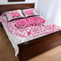 Hawaii Quilt Bed Set Pink Hibiscus And Plumeria Flowers Polynesian Decor