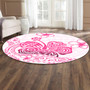 Hawaii Round Rug Pink Hibiscus And Plumeria Flowers Polynesian Decor