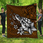 Hawaii Premium Quilt Sea Turtle With Plumeria Polynesian Patterns Retro Style