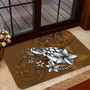 Hawaii Door Mat Sea Turtle With Plumeria Polynesian Patterns Retro Style