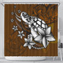 Hawaii Shower Curtain Sea Turtle With Plumeria Polynesian Patterns Retro Style