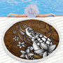 Hawaii Beach Blanket Sea Turtle With Plumeria Polynesian Patterns Retro Style