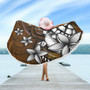 Hawaii Beach Blanket Sea Turtle With Plumeria Polynesian Patterns Retro Style