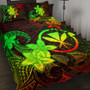 Hawaii Quilt Bed Set Kanaka Maoli Plumeria Flowers Vintage Style Reggae Colors