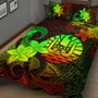 Tahiti Quilt Bed Set Plumeria Flowers Vintage Style Reggae Colors