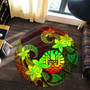 Tahiti Round Rug Plumeria Flowers Vintage Style Reggae Colors