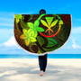 Hawaii Beach Blanket Plumeria Flowers Vintage Style Reggae Colors