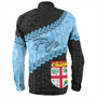 Fiji Long Sleeve Shirt Coconut Pattern And Coat Of Arms