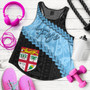 Fiji Women Tank Coconut Pattern And Coat Of Arms