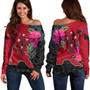 Papua New Guinea Off Shoulder Sweatshirt Map Tropical Style