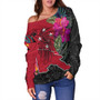 Papua New Guinea Off Shoulder Sweatshirt Map Tropical Style