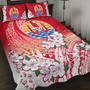 Tahiti Quilt Bed Set Polynesian Pattern Style White Flowers
