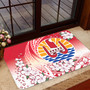 Tahiti Door Mat Polynesian Pattern Style White Flowers