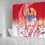 Tahiti Shower Curtain Polynesian Pattern Style White Flowers