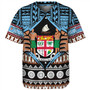 Fiji Baseball Shirt Born Fijian Masi Traditional Pattern Pacific Tribal Art