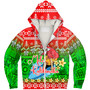 Hawaii Sherpa Hoodie Santa Surfing Mele Kalikimaka Style