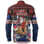 New Zealand Long Sleeve Shirt Santa Riding Kiwi Bird Meri Kirihimete Ugly Christmas Maori Patterns