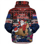 New Zealand Sherpa Hoodie Santa Riding Kiwi Bird Meri Kirihimete Ugly Christmas Maori Patterns