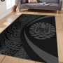 French Polynesia Area Rug Lauhala Gray Circle Style