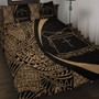 Tokelau Quilt Bed Set Lauhala Gold Circle Style