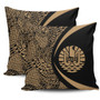 French Polynesia Pillow Cover Lauhala Gold Circle Style