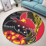 Papua New Guinea Round Rug Paradise Bird With Tribal Pattern
