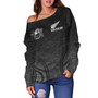 New Zealand Off Shoulder Sweatshirt Rugby Ball Style