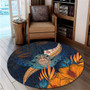 Hawaii Round Rug Turtle Design With Hibiscus Tropical Style