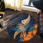 Hawaii Round Rug Turtle Design With Hibiscus Tropical Style