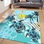 Hawaii Area Rug Kanaka Maoli Turte Blue Hibiscus