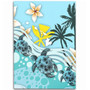 Hawaii Area Rug Kanaka Maoli Turte Blue Hibiscus