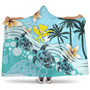 Hawaii Hooded Blanket Kanaka Maoli Turte Blue Hibiscus