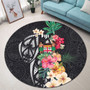 Fiji Round Rug Coat Of Arms Polynesian With Hibiscus