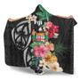 Fiji Hooded Blanket Coat Of Arms Polynesian With Hibiscus