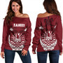 Tahiti Off Shoulder Sweatshirt Coat Of Arms Coconut