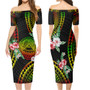 American Samoa Combo Short Sleeve Dress And Shirt Polynesian Pattern Reggae Color Hibiscus Flowers