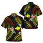 Papua New Guinea Combo Short Sleeve Dress And Shirt Polynesian Pattern Reggae Color Hibiscus Flowers