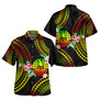Tahiti Combo Short Sleeve Dress And Shirt Polynesian Pattern Reggae Color Hibiscus Flowers