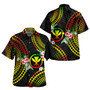 Hawaii Combo Short Sleeve Dress And Shirt Kanaka Maoli Reggae Color Hibiscus Flowers
