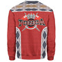 Tonga Off Shoulder Sweatshirt Tribal Pattern Coat Of Arms Of Tonga