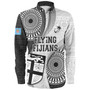 Fiji Long Sleeve Shirt Flying Fijians Rugby Tribal Pattern With Shield 2023