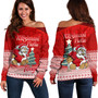 Tonga Off Shoulder Sweatshirt Kilisimasi Fiefia Rugby Santa Style