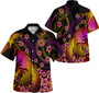 American Samoa Polynesian Pattern Combo Dress And Shirt Plumeria In Wave