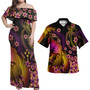 Kosrae Polynesian Pattern Combo Dress And Shirt Plumeria In Wave