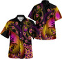 New Caledonia Polynesian Pattern Combo Dress And Shirt Plumeria In Wave